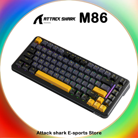 ATTACK SHARK M86 Wireless Mechanical Keyboard 75% Tri-Mode RGB Hot-Swappable Mechanical Keyboard with Side-Printed PBT Keycaps & 4000mAh Battery