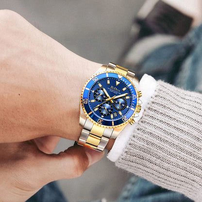 BIDEN Multi functional men's quartz watch luxury waterproof night light business style diving series casual fashion watch