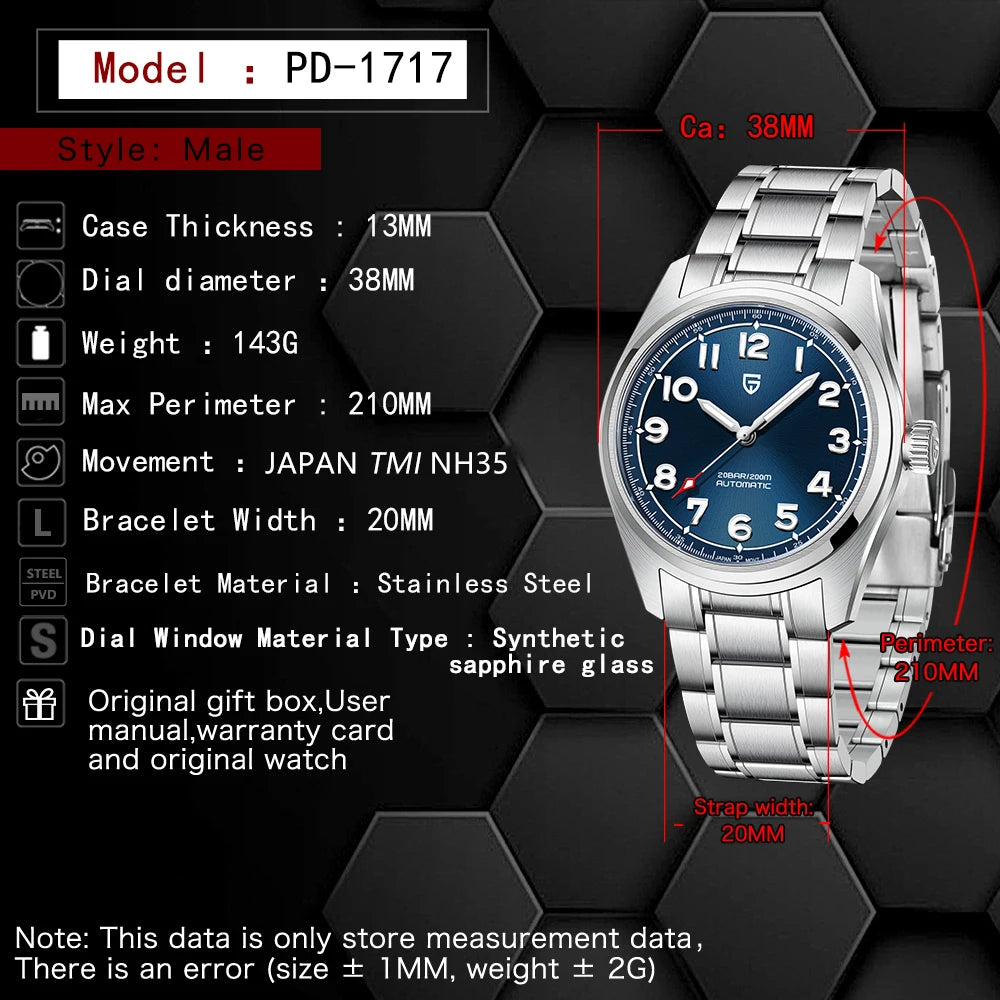 PAGANI Design 2026 New Men Automatic Mechanical Watch NH35A Sapphire Glass Stainless Steel Waterproof 200m Reloj Hombre