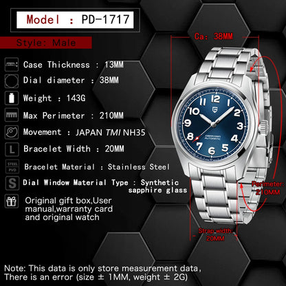 PAGANI Design 2026 New Men Automatic Mechanical Watch NH35A Sapphire Glass Stainless Steel Waterproof 200m Reloj Hombre