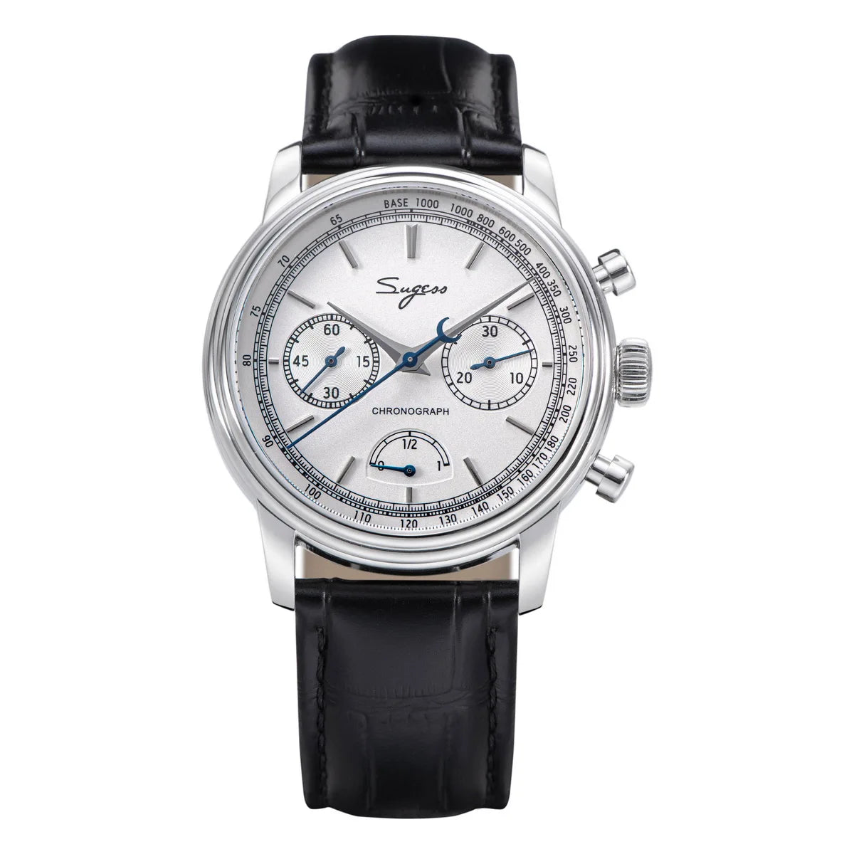 Sugess Men's Pilot 1963 Wristwatch ST1906 Chronograph Handwind Movement Domed Sapphire Waterproof Power Reserve Lume V2