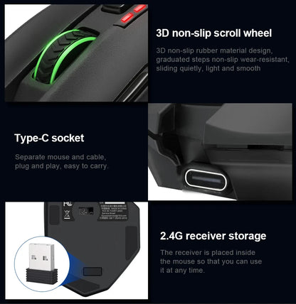E-YOOSO RGB USB 2.4G Wired Gaming Mouse X-33 16000DPI 18 Buttons Programmable Backlight Game Mice Suitable for Desktop Laptop PC