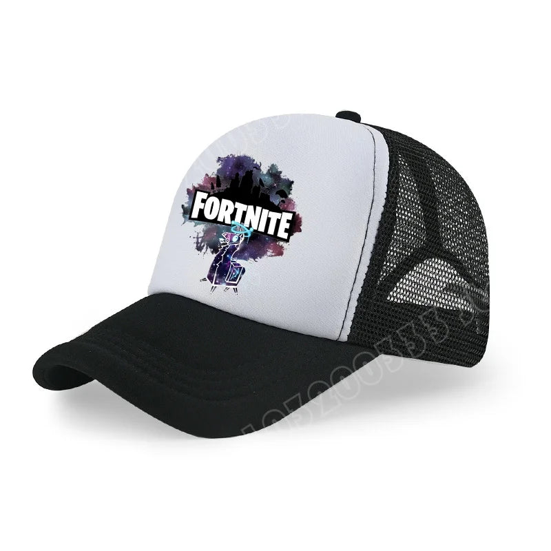 Fortnite-baseballkasket med tegneserieagtigt spilprint til børn, åndbar mesh-sommerkasket med justerbar skygge, fødselsdagsgave til børn