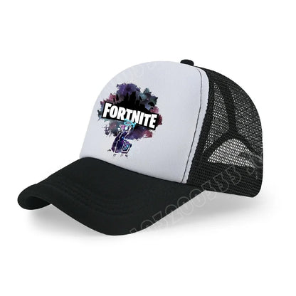 Fortnite-baseballkasket med tegneserieagtigt spilprint til børn, åndbar mesh-sommerkasket med justerbar skygge, fødselsdagsgave til børn
