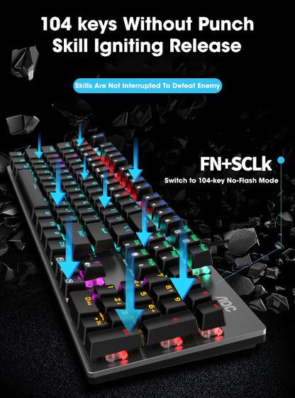 GK410 104 Full Keys Hot Swap Metal Panel Mechanical Keyboard RGB Light Green Black Tea Redaxis non-impact game computer keyboard