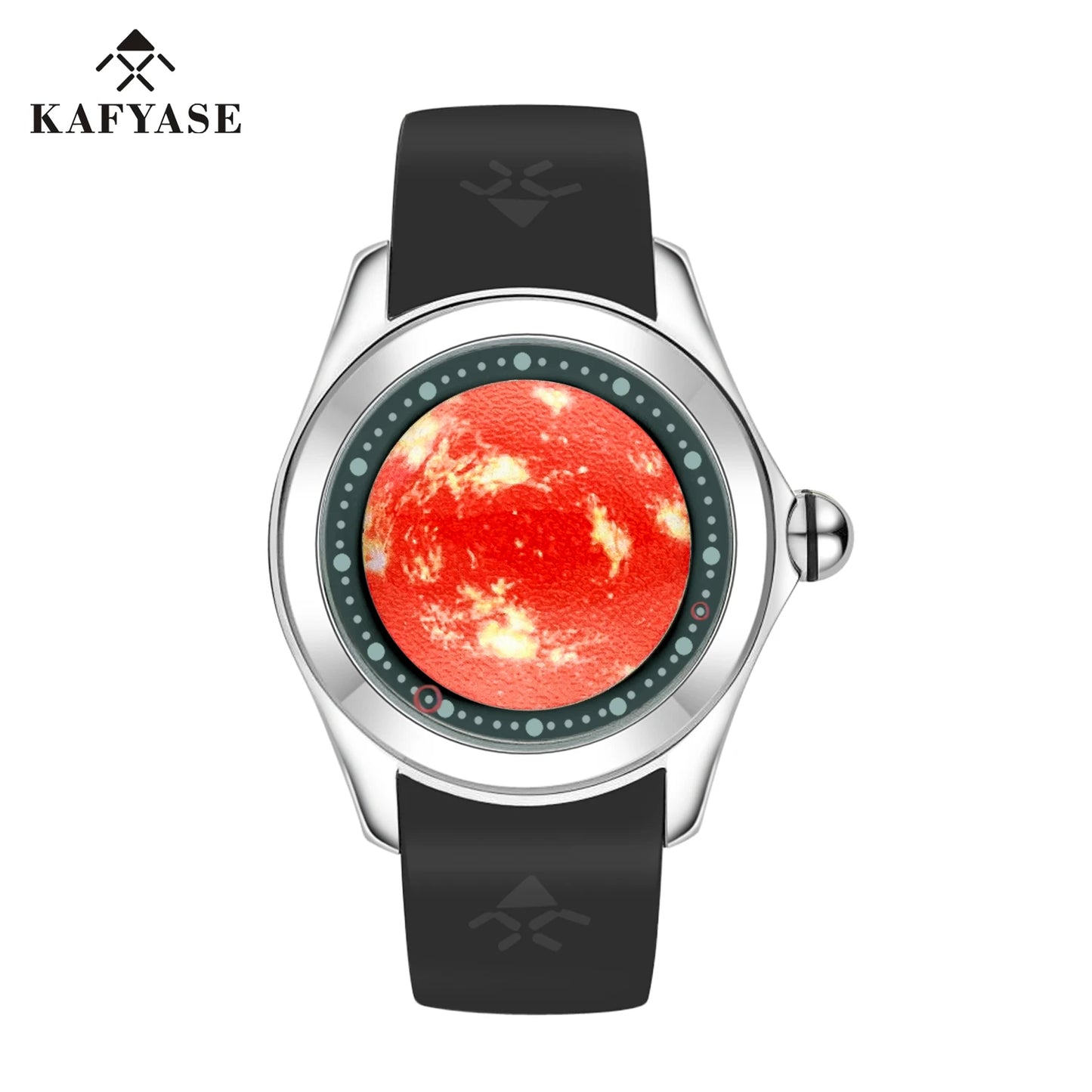KAFYASE Fashion Earth  Bubble Rubber Automatic Watches Luxury Men 46mm Mechanical Wristwatches Art Eye Ball Dial Classic Watch