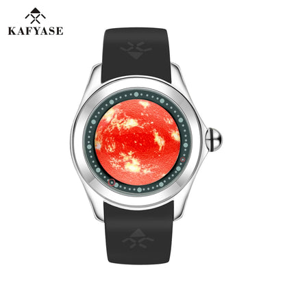 KAFYASE Fashion Earth  Bubble Rubber Automatic Watches Luxury Men 46mm Mechanical Wristwatches Art Eye Ball Dial Classic Watch