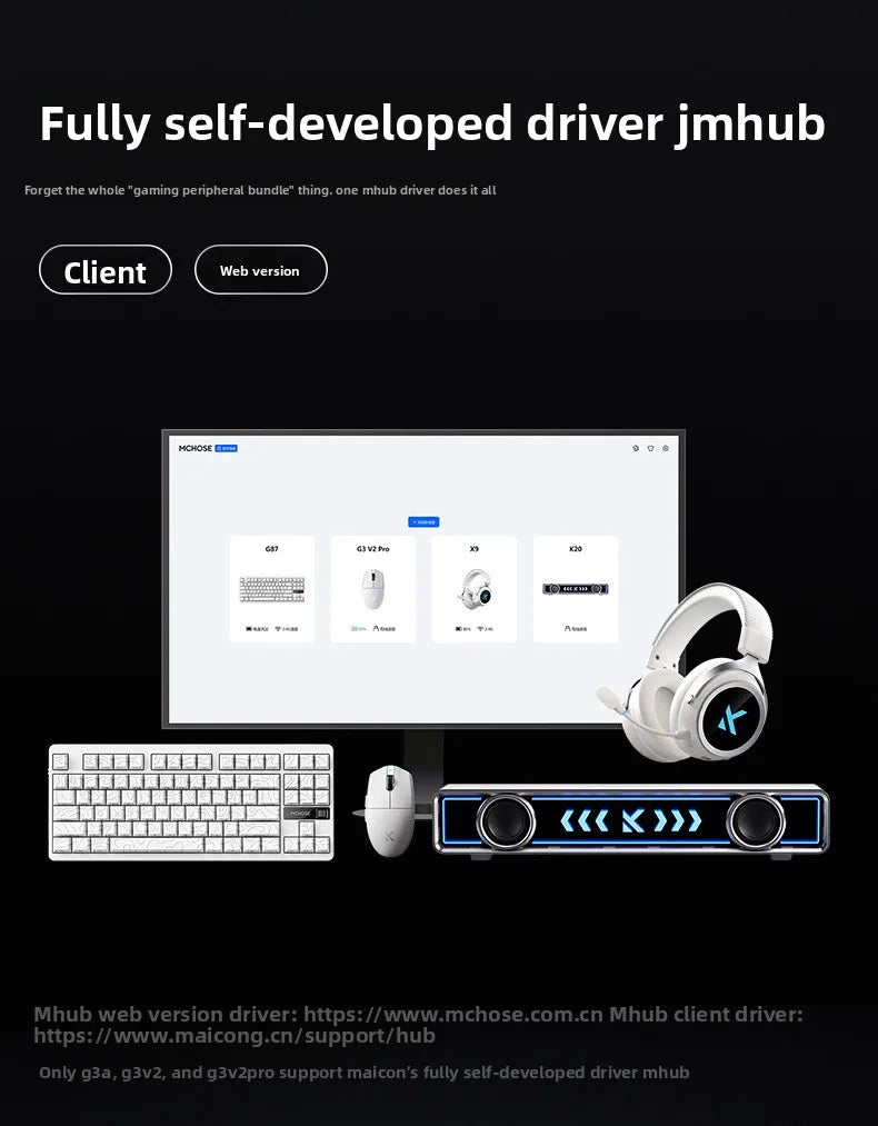 MCHOSE G3 V2 PRO brezžična miška Bluetooth s tremi načini povezave, ergonomska in lahka, za prenosnik, pisarno, gaming in računalniške dodatke