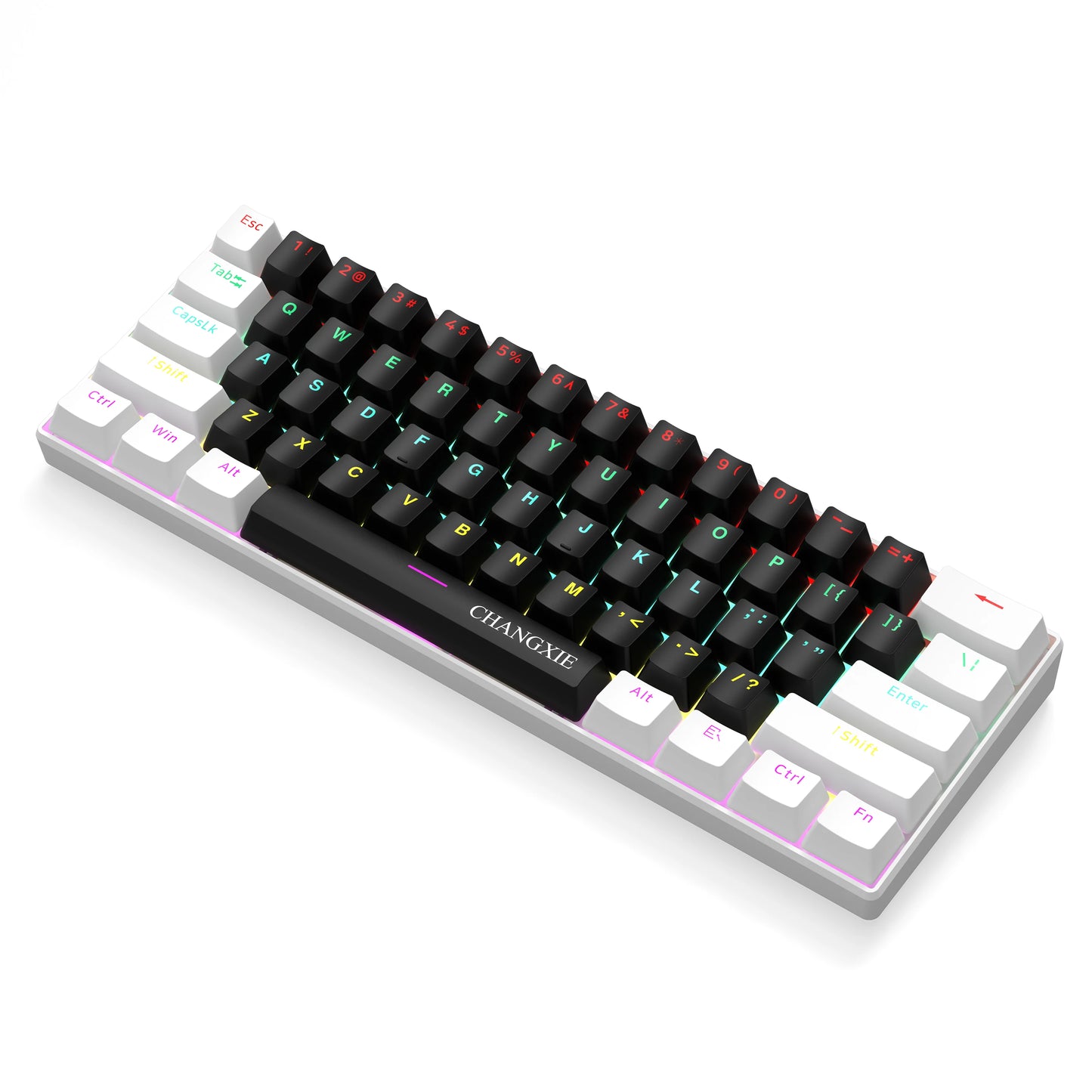 60% Compact Wired Mechanical Keyboard 61 Keys RGB Backlight Red Switch Ergonomic Small Portable for Office Computer Windows Tablet