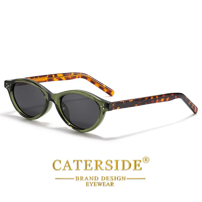 CATERSIDE Retro Oval Sunglasses for Women Men Tr Frame Acetate Pin Leg Polarized UV400 Protection Fashion Cat Eye Sun Glasses