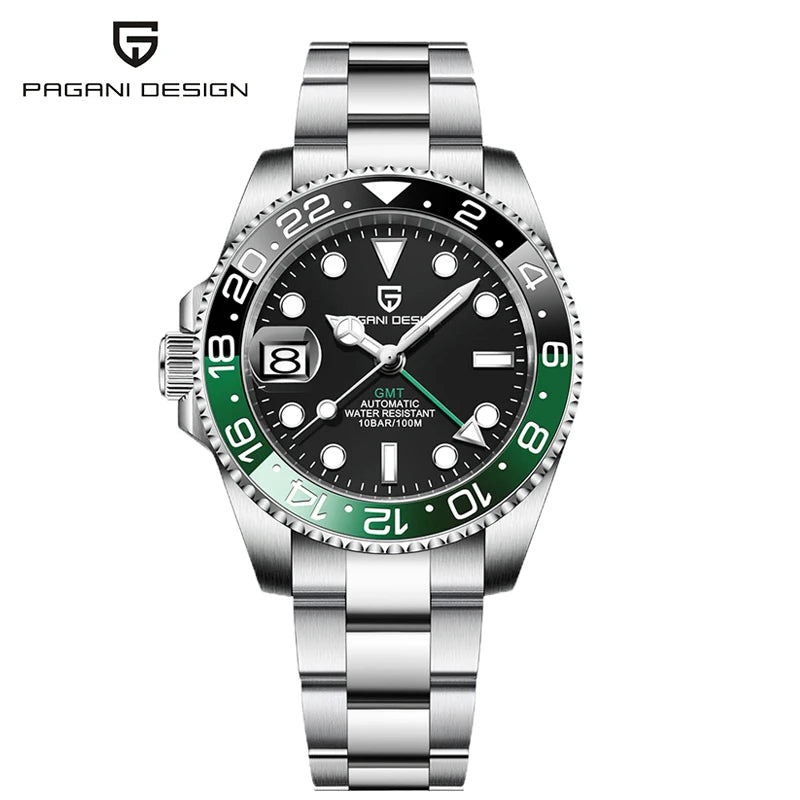 Montre automatique PAGANI DESIGN GMT 1662, montre-bracelet pour homme de 40 mm, étanche jusqu'à 100 m, montres-bracelets mécaniques pour homme Cloc