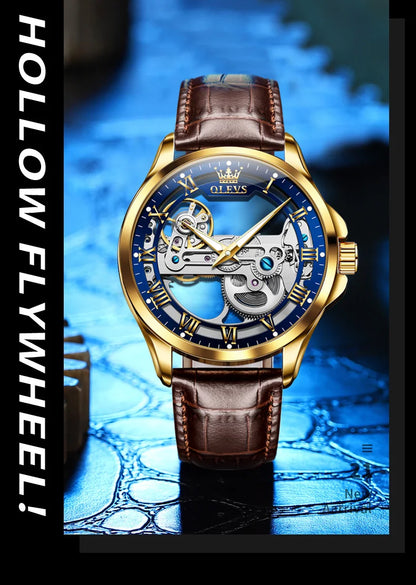 OLEVS 6661 Men Top Brand Watch Luxury All Transparent Hollow Men Mechanical Watch Original Fashion Waterproof Classic Men Watch