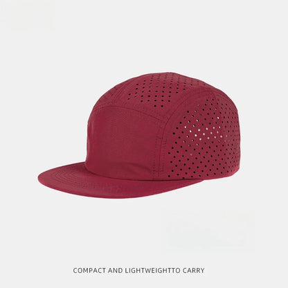 Quick-Dry 5 Panel Running Cap Laser Cut Perforated Breathable Sport Hat Ultra-Lightweight Soft Top Baseball Cap for Men Women