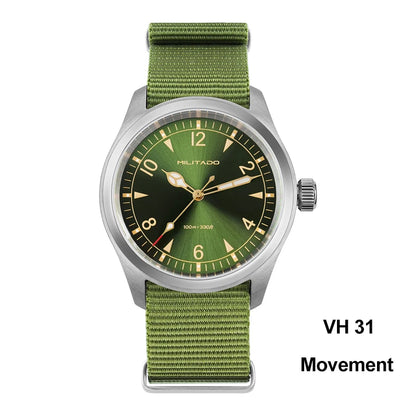 Militado ML08 Men Military Watch Ronda 515 Movement Sapphire Luminous Vintage Watches 10Bar Waterproof Stainless Steel Watch