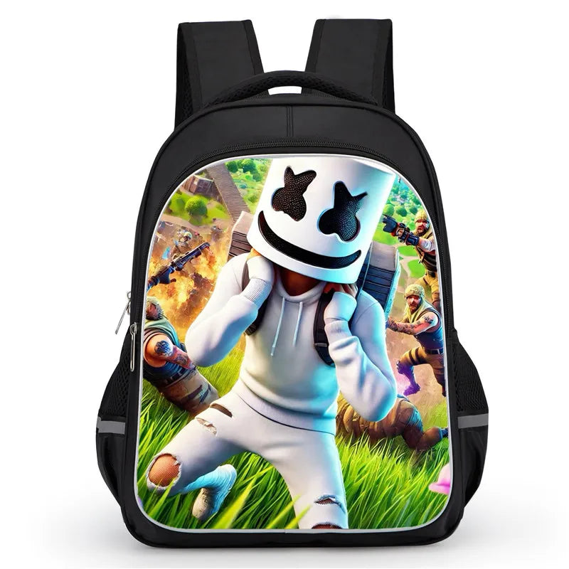 16 Inch Fortnite Cartoon Backpack Unisex for Boys Girls with Dual Zippers Large capacity lightweight student backpack