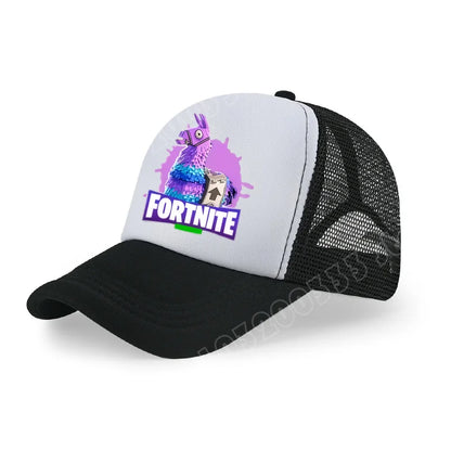 Fortnite-baseballkasket med tegneserieagtigt spilprint til børn, åndbar mesh-sommerkasket med justerbar skygge, fødselsdagsgave til børn