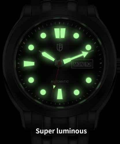 BERNY Automatic Men Watch Supper Luminous Sapphire Stainless Steel 100M Waterproof Business Casual Mechanical Wristwatch for Men