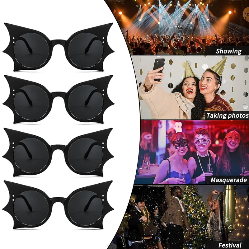 1-36Pcs Bat Sunglasses Black Retro Punk Hip Hop Style Sunglasses for Halloween Everyday Life  Party Fashion role play decoration