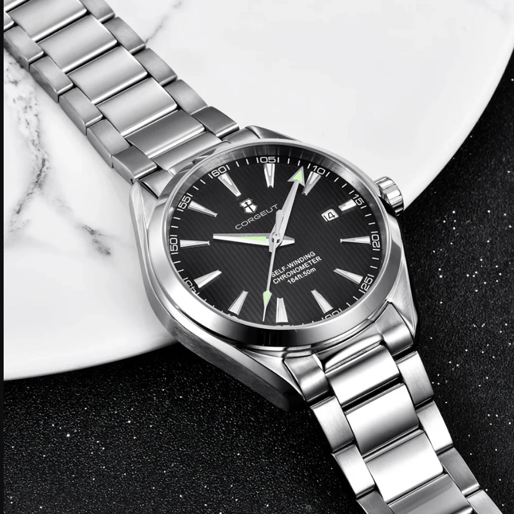 Luxury NH35 Movt Corgeut 41mm Man Sport Clock Automatic Relogio Masculino Mechanical Wristwatch Sapphire Steel Band Men's Watch
