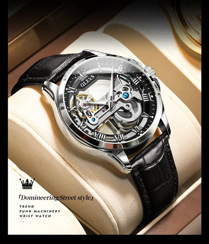 OLEVS 6661 Men Top Brand Watch Luxury All Transparent Hollow Men Mechanical Watch Original Fashion Waterproof Classic Men Watch