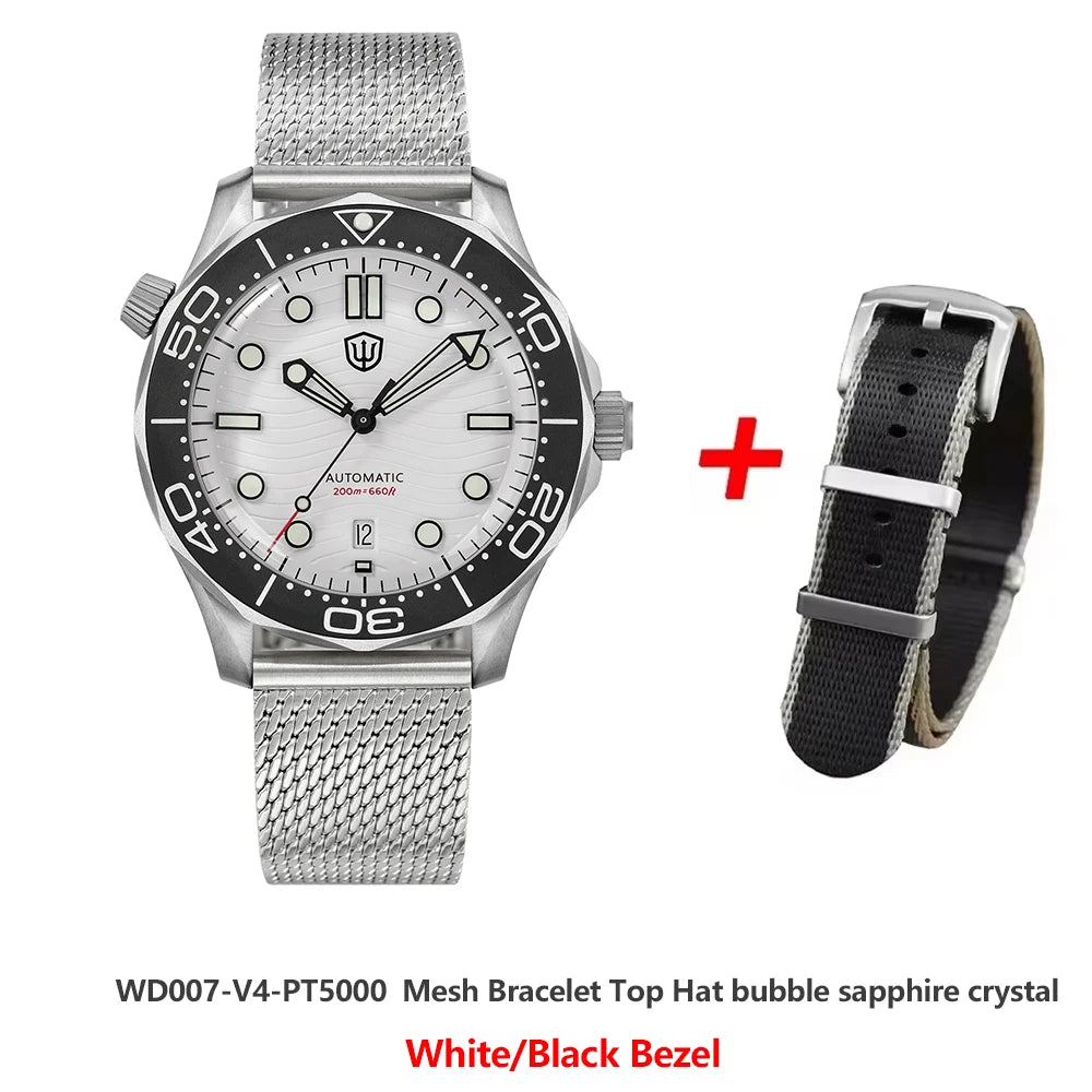 Watchdives WD007 V4 Titanium NTTD Dive Watch PT5000 Automatic Movement Sapphire Super Luminous Domed Crystal 42mm Men Watches