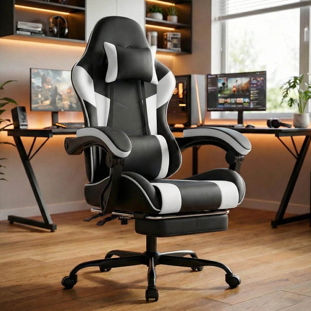 Gaming Chair Ergonomic Gaming Chair with Lumbar Support, Breathable PU Leather Office Chair, Comfortable Computer Chair