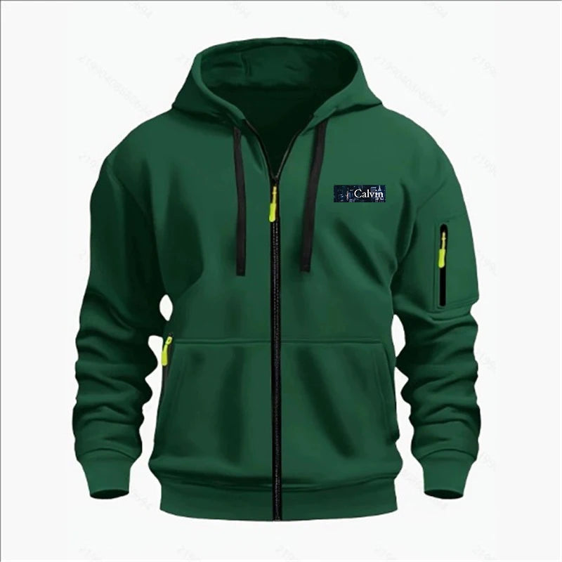 Men's Sweatshirts with Zipper Pockets Thin Solid Color Half Tracksuit Casual Outdoor Hooded Tracksuit Long Sleeves Jacket Coats, Produit gaming premium Fraquane