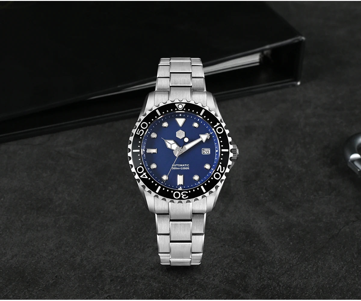 San Martin New 40-44mm Luxury Men's Diver Watch, Classic High Quality NH35 YN55 Automatic Mechanical, Sapphire, BGW-X1, 20Bar
