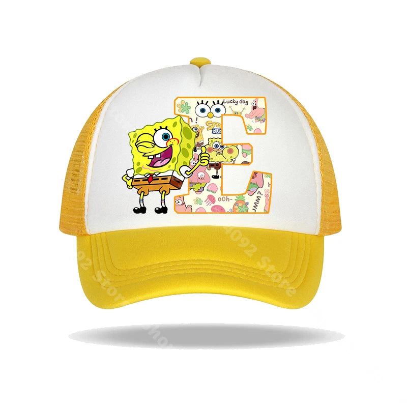 Casquette de baseball Bob l'éponge pour enfants et adultes, imprimé lettres, chapeaux de soleil, anime, dessin animé, casquettes à visière réglable, chapeau décontracté d'été, nouveauté