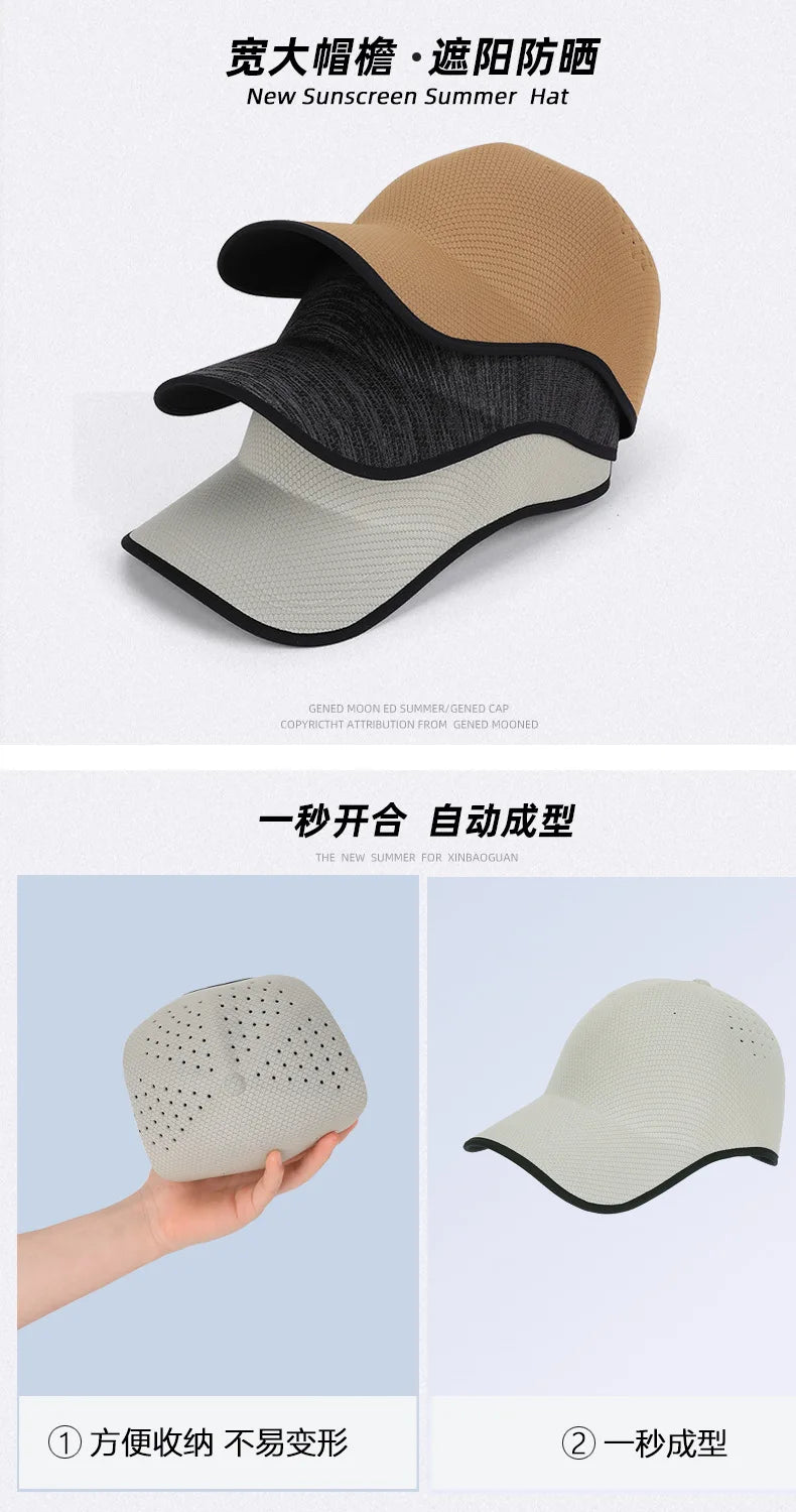Nahtlose Baseballkappe für Herren – schnell trocknend, zusammenfaltbar, Sportkappe für Outdoor, Angeln, Klettern, Sport – leichte Schirmmütze, Sonnenhut