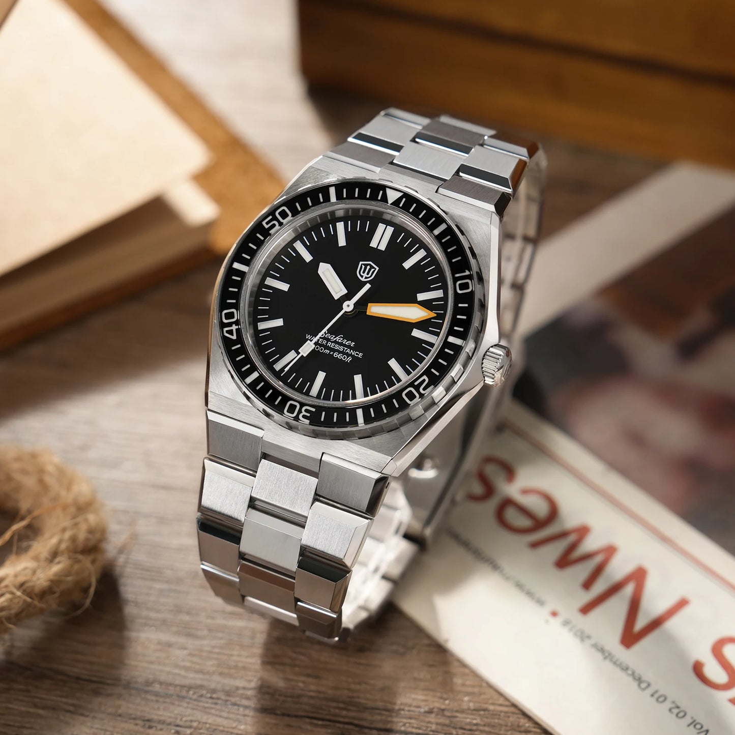 Watchdives WD0017 41mm Men Watch Ronda 515 VH31 Sweep Second Quartz Watches Sapphire Crystal 200M Waterproof Stainless Steel