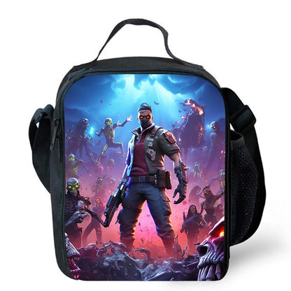 Cartoon FORTNITE Insulated Cooler Lunch Bag Cute Portable Lightweight Picnic Bag for Boys & Girls Age 5-10 Kids Daily Food Bag