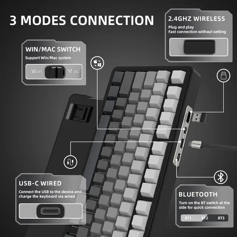 ATTACK SHARK X85/X85Pro Wireless Mechanical Keyboard 75% 82 Keys Tri-Mode Bluetooth Wired RGB Hot Swap Gasket Knob Large battery