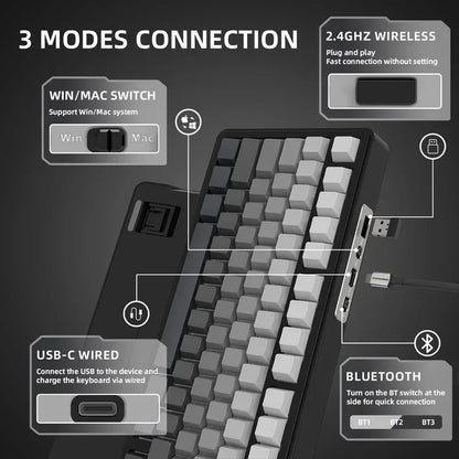 ATTACK SHARK X85/X85Pro Wireless Mechanical Keyboard 75% 82 Keys Tri-Mode Bluetooth Wired RGB Hot Swap Gasket Knob Large battery