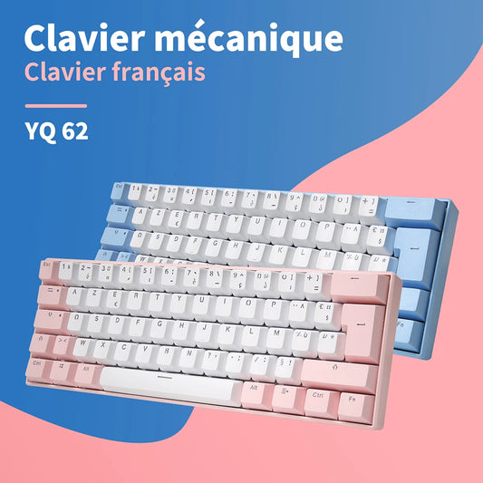 UYIQ YQ62 62 Keys Russian Mechanical Keyboard 60% Mini Portable Color Backlit Wired Gaming Keyboard for Travel Office PC Desktop