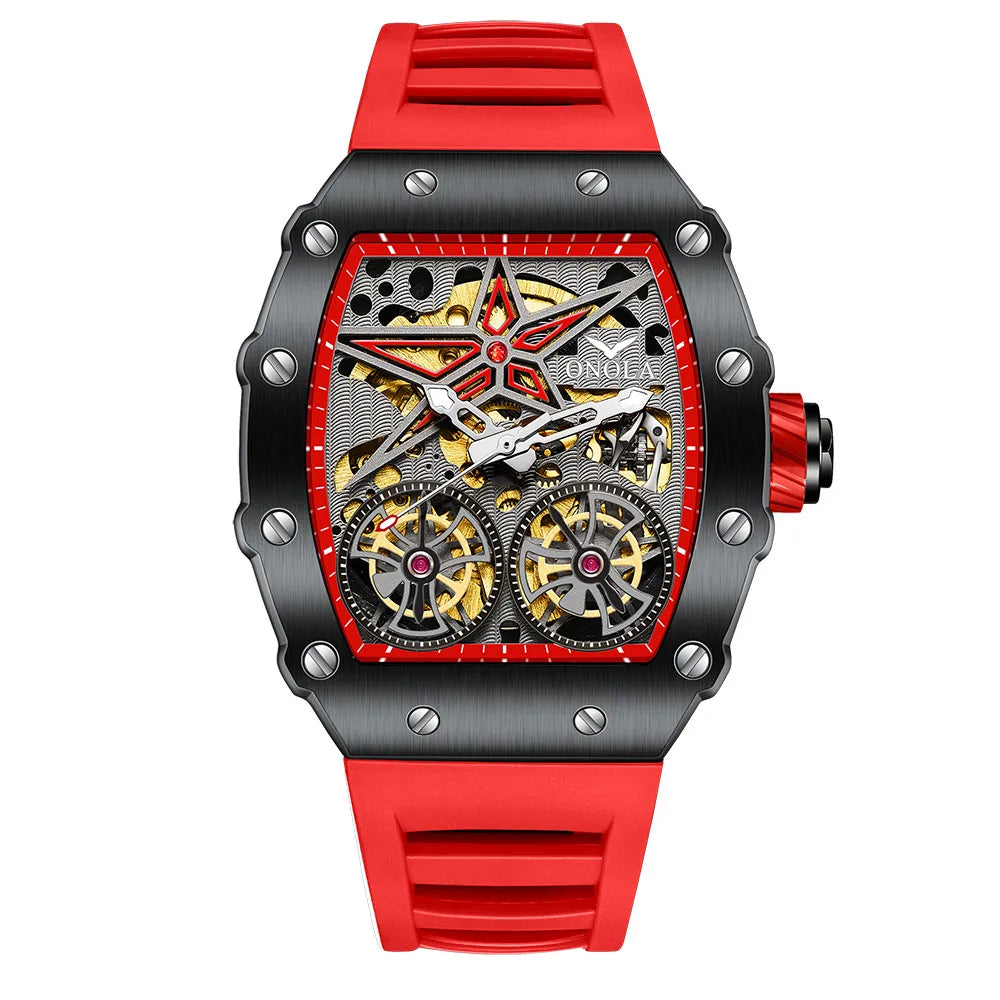 2022 New ONOLA Men Watch Automatic Mechanical Watch for Men Business Sport Wristwatch Luminous Waterproof Leather Belt Clock