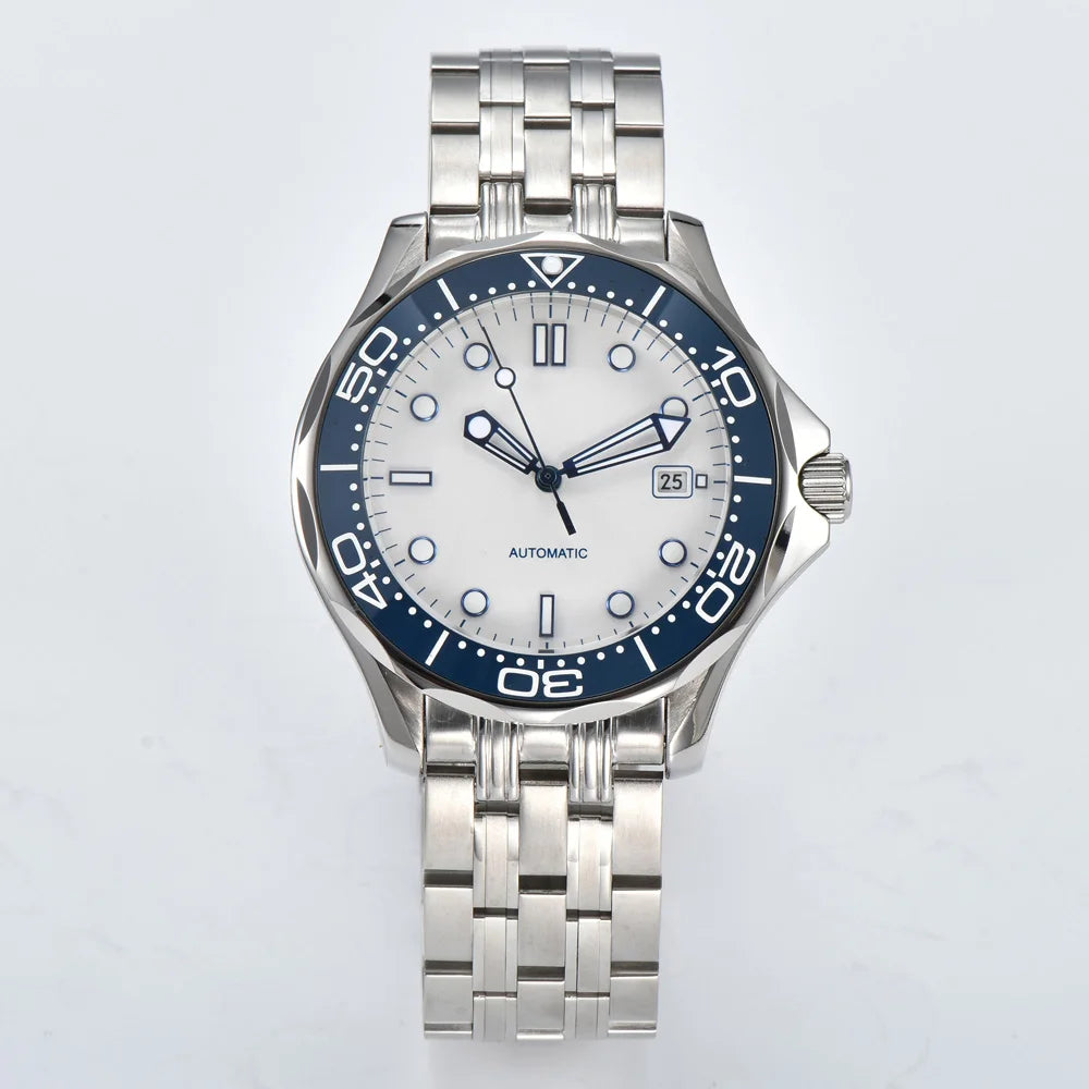 Parnsrpe Nouvelle montre de plongée automatique Miyota 8215 pour homme, sport de luxe, cadran vert, luminescent, verre saphir, date, étanche, bus