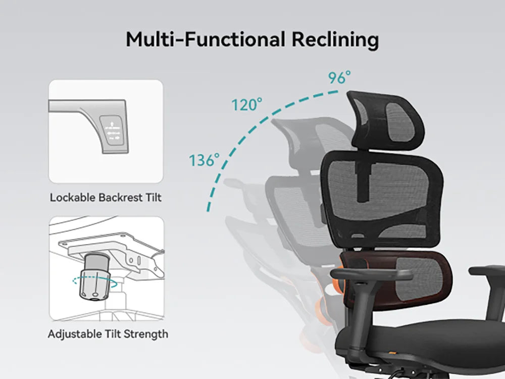 Newtral NT001 Ergonomic Office Chair with Auto-Following Lumbar Support, Adjustable Armrest Headrest