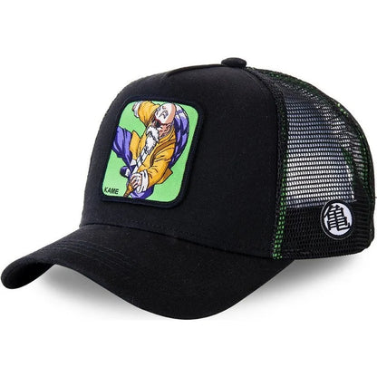 Dragon Ball Son Goku-Kappe, Sommer-Reisekappe mit Schirm, Herren-Kappe mit Stickerei, im Hip-Hop-Stil, Sonnenvisier, verstellbare Trucker-Kappe aus Netzstoff