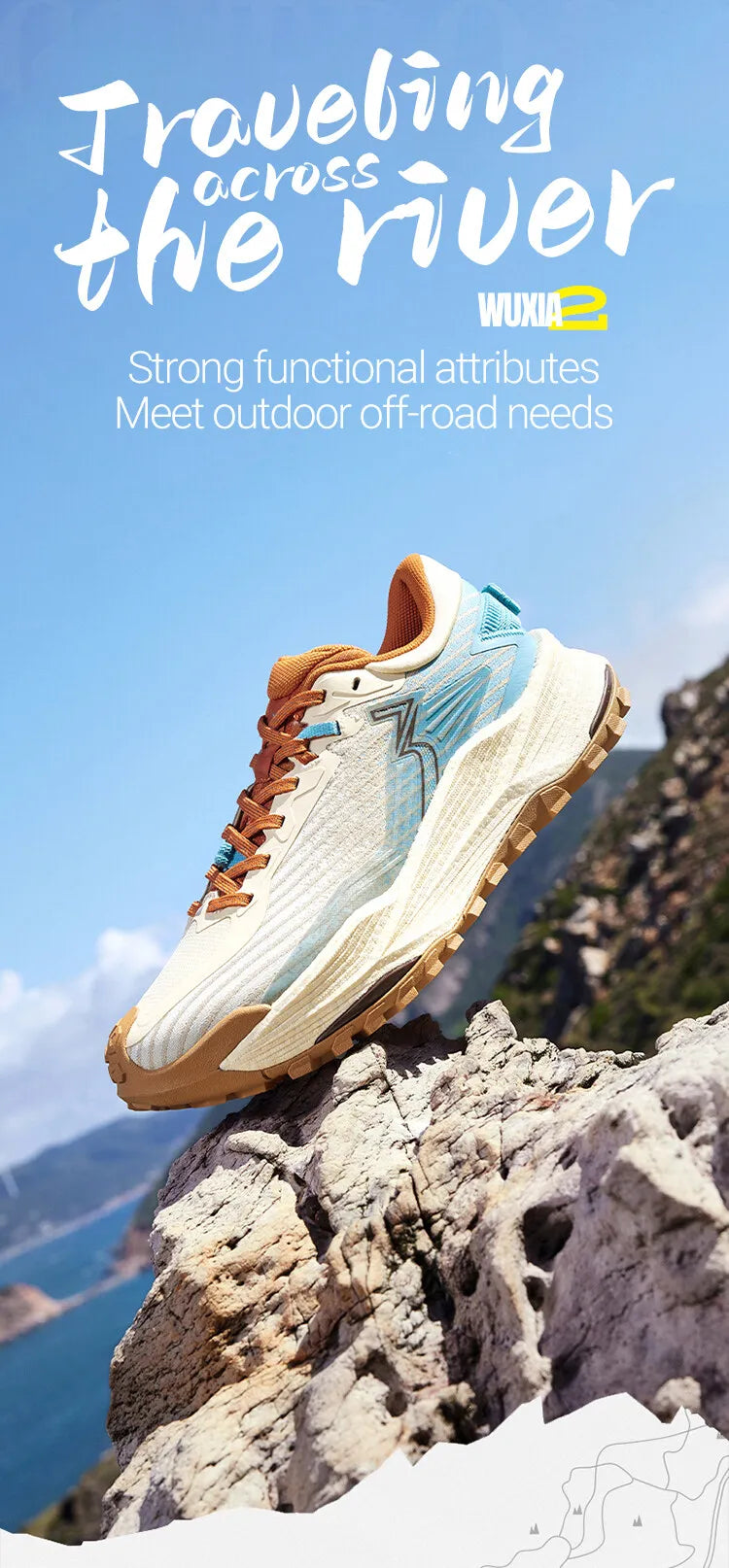 361 Degrees WUXIA 2 løbesko, lette, åndbare, stødabsorberende, skridsikre og bløde alsidige sneakers til udendørs vandring for mænd 672542201