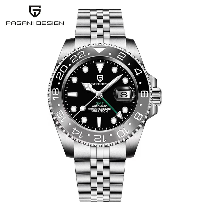 Montre automatique PAGANI DESIGN GMT 1662, montre-bracelet pour homme de 40 mm, étanche jusqu'à 100 m, montres-bracelets mécaniques pour homme Cloc