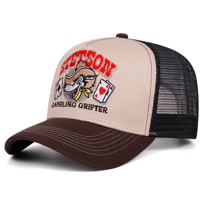 Personalisierte neue atmungsaktive Mesh-Kappe STETSON Wolfskopf-Poker-Truck-Kappe Outdoor-Sport-Sonnenkappe Street-Hip-Hop-Kappe Unisex