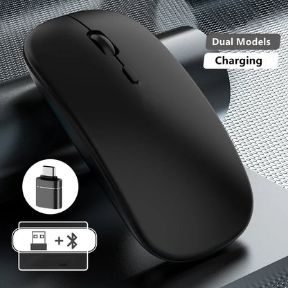 Wireless Mouse Rechargeable Dual Modes Bluetooth-compatible 2.4G USB Computer Mice For Laptop iPad Tablet Notebook Gaming Mouse