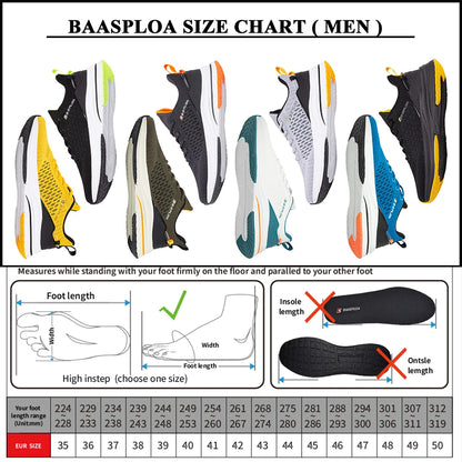 Baasploa Leichte Laufschuhe für Herren – Bequeme Designer-Mesh-Freizeitsneaker für Herren mit Schnürung – Outdoor-Sport- und Tennisschuhe für Herren
