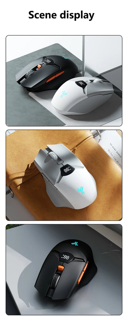 Warvank SX01 trådløs gamingmus med smart skærm, 6-trins DPI-justering, 600mAh genopladelig, lydløs kontor-Bluetooth-mus