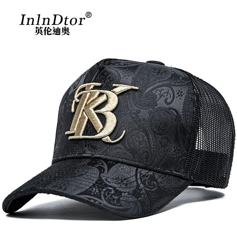 Casquette de baseball haute de mode brodée pour homme, imprimé noix de cajou, casquette décontractée d'extérieur, bordure sur le devant, toutes saisons