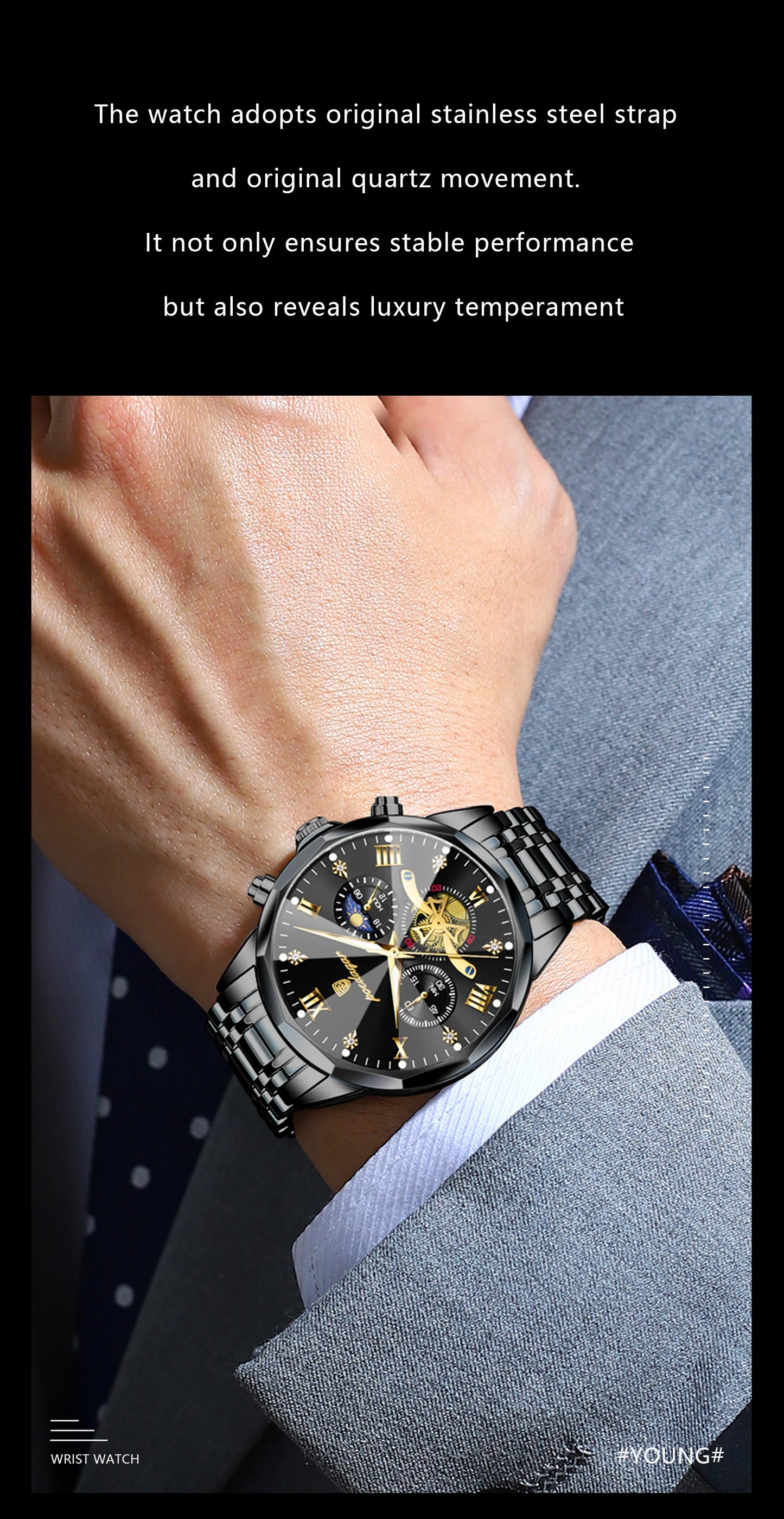 POEDAGAR Luxury Fashion Men Clock Waterproof Luminous Chronograph Male Watch Stainless Steel Quartz Business Men's Watches Reloj
