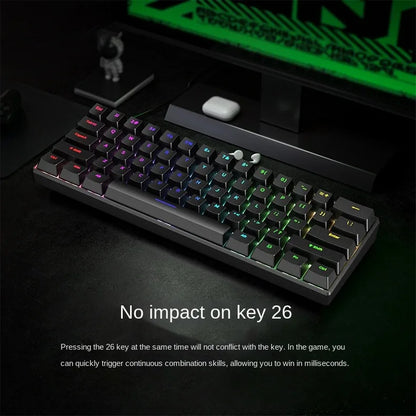Mechanical Keyboard Gamer Keyboards Mini USB 61-Key Computer 60% Kit Upgrade Wired Ergonomic Semi-Mechanical White Teclado PC