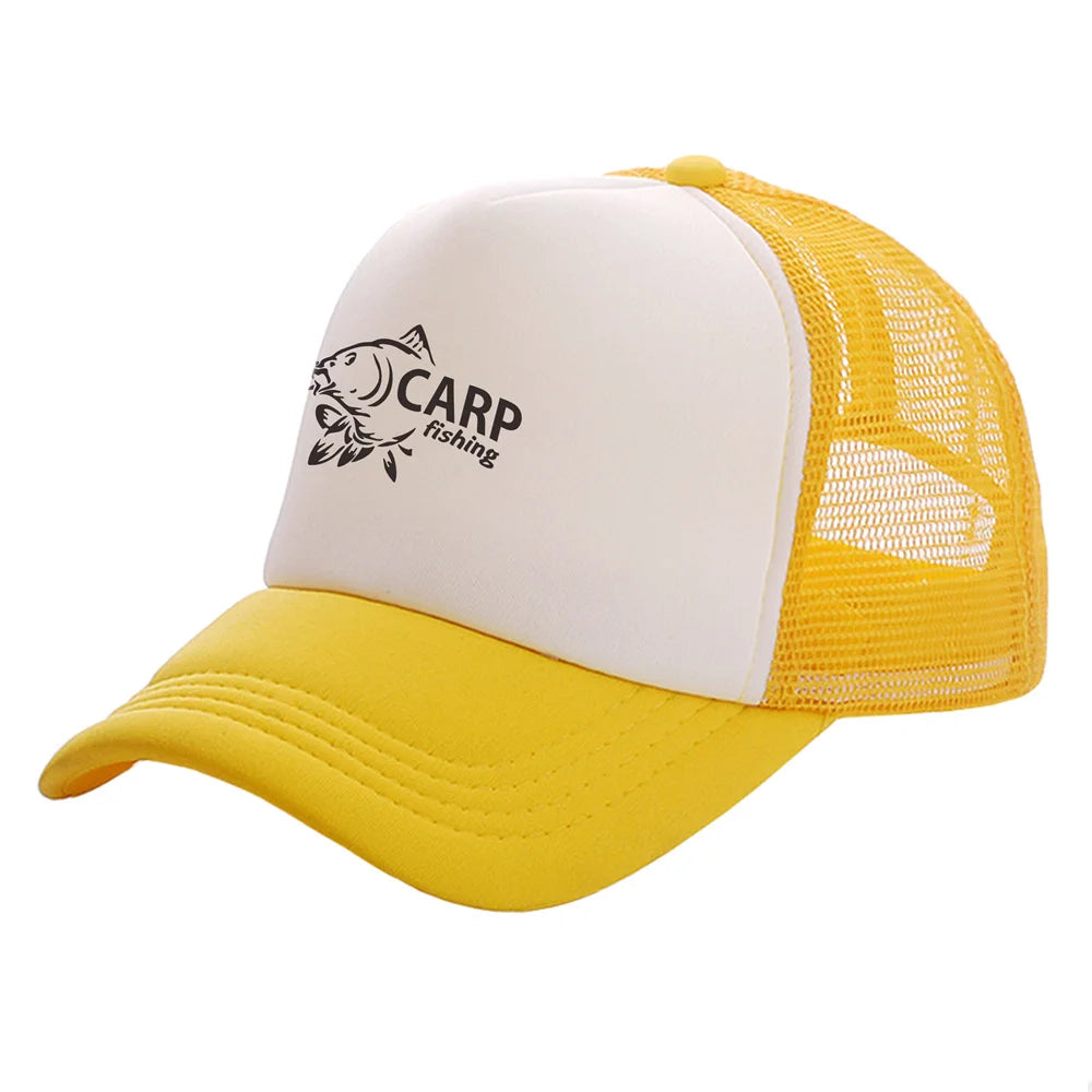 Karpfen-Fischer-Trucker-Caps für Herren – Lustige Angel-Motive – Bedruckte Baseball-Kappe – Coole Sommer-Unisex-Mesh-Kappen MZ-169