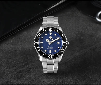 San Martin New 40-44mm Luxury Men's Diver Watch, Classic High Quality NH35 YN55 Automatic Mechanical, Sapphire, BGW-X1, 20Bar